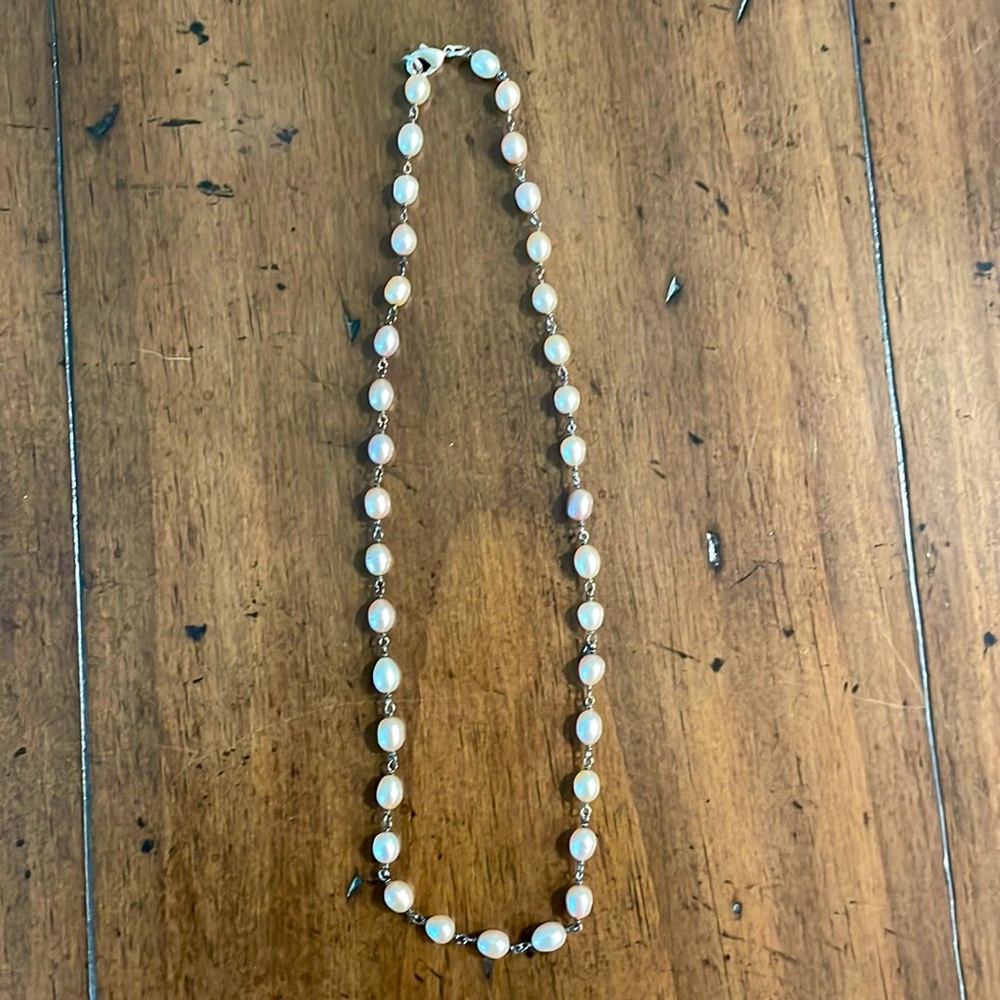 Goldie Lew Pink Pearl and Gunmetal Necklace